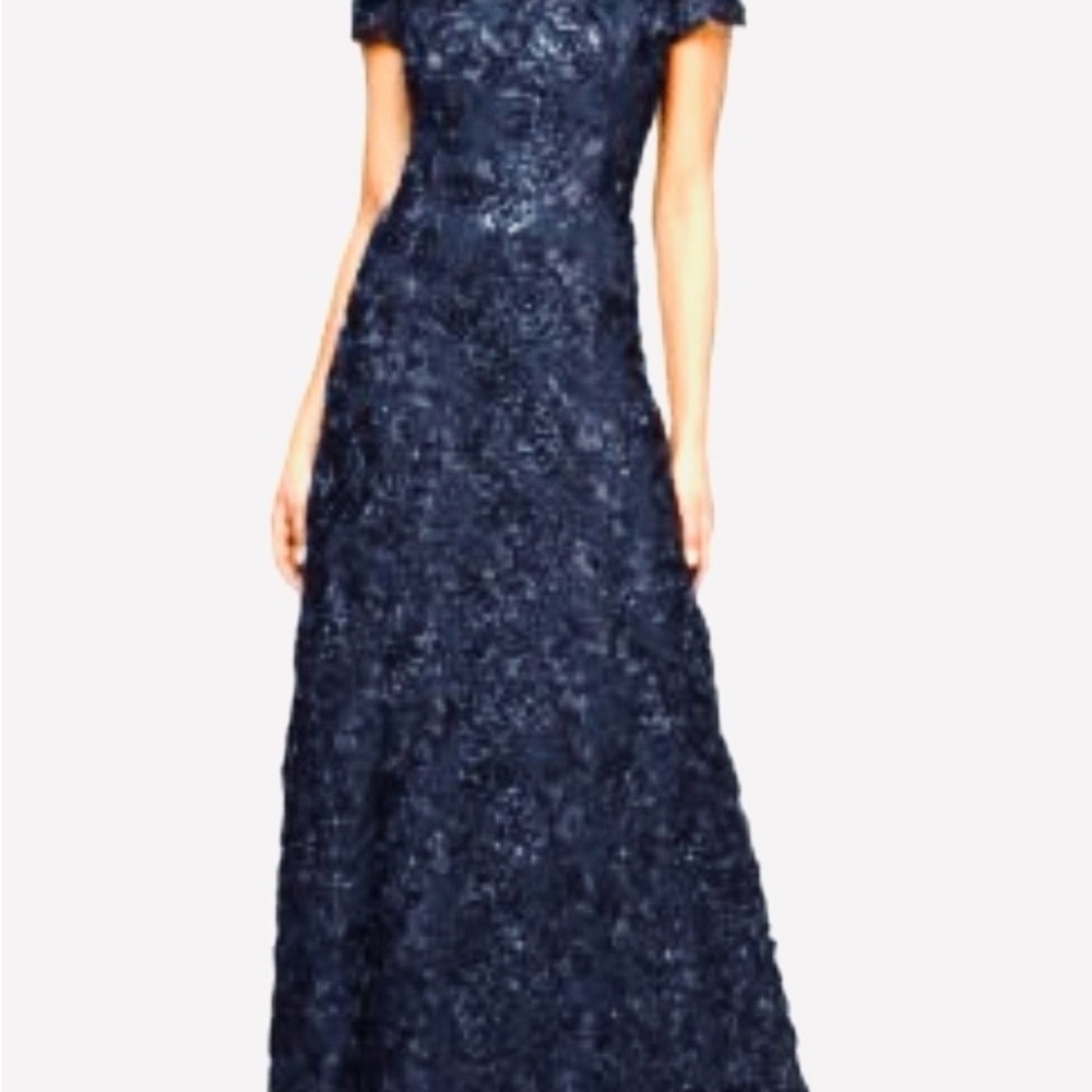 Alex Evenings Navy Lace Maxi Dress